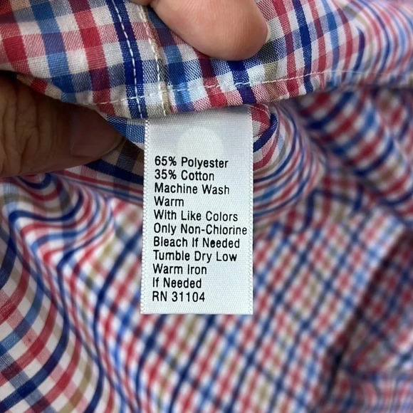 Saddlebred Office Work Gingham Plaid Classic Fit Button Down Shirt Large NWT - Picture 6 of 6